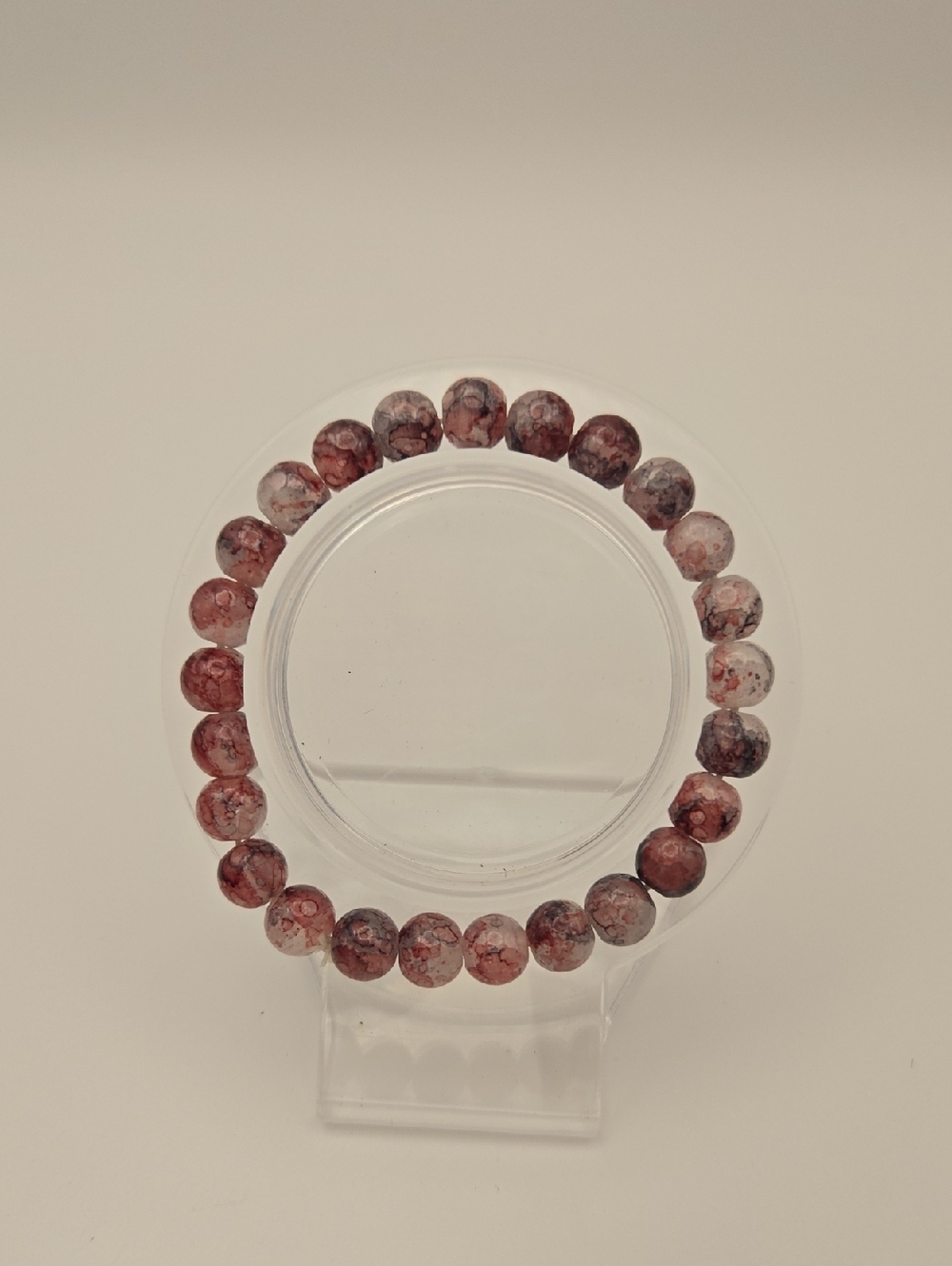 8mm Marbled Rose Bead Stretch Bracelet - Unbranded